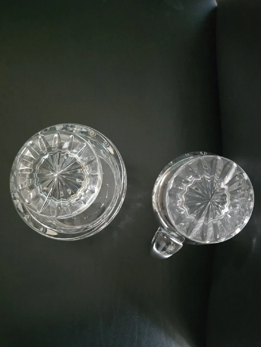 Marked Waterford Crystal Lismore Footed Cream and Sugar Bowl Retired